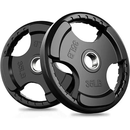 RITFIT Olympic Rubber Grip Barbell Weights - 2-Inch Weight Plates for Weightlifting, Strength Training - Home Exercise Equipment for Home, Gym Use (Single, Pair, Sets: 2.5/5/10/25/35/45 LB)