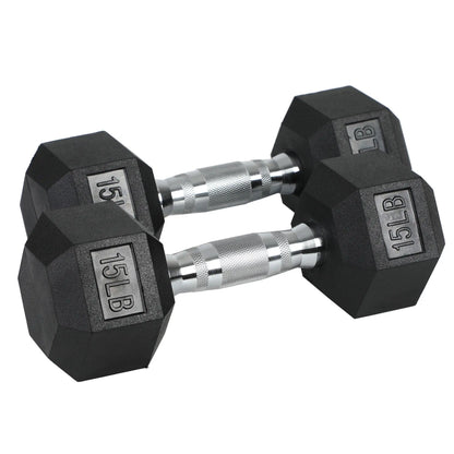Holahatha Iron Hexagonal Cast Home Exercise Dumbbell Free Weight, 15 Pounds