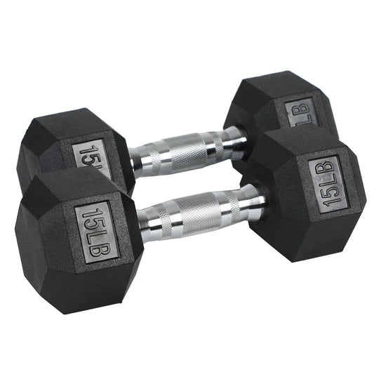 Holahatha Iron Hexagonal Cast Home Exercise Dumbbell Free Weight, 15 Pounds