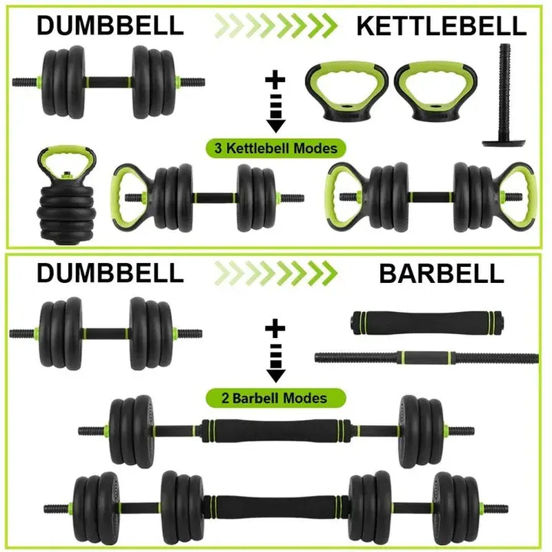 4 in 1 Adjustable Dumbbells, up to 40 Lbs Weight Optional Set - Dumbbell Set, Can Be Used as Barbell, Kettlebell, Push-Up Rack, Weight Plates - Suitable for Home Gym Fitness Workout, Suitable for Men/Women, Valentine'S Day Gift