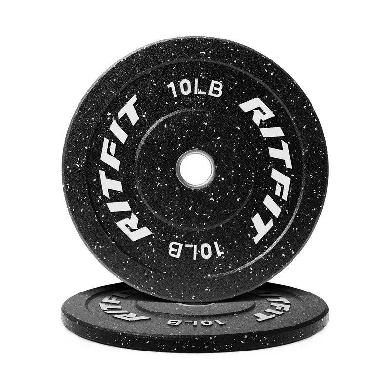 RITFIT Fleck Bumper Plates, 2-Inch Olympic Barbell Weights with Rubber Construction for Weight Training