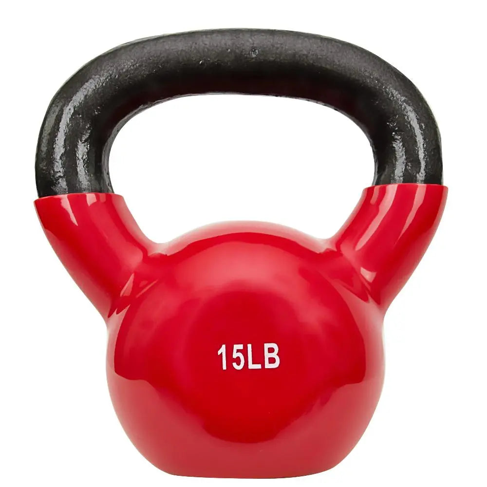 SUNNY Vinyl Coated Cast Iron Kettlebell 5 Lbs to 25 Lbs Smooth Wide Handle Flat Bottom Non Slip Grip Home Gym Fitness Workout Strength Training Weightlifting Full Body Exercise for Swings Squats Deadlifts Presses Lunges Core Training Conditioning