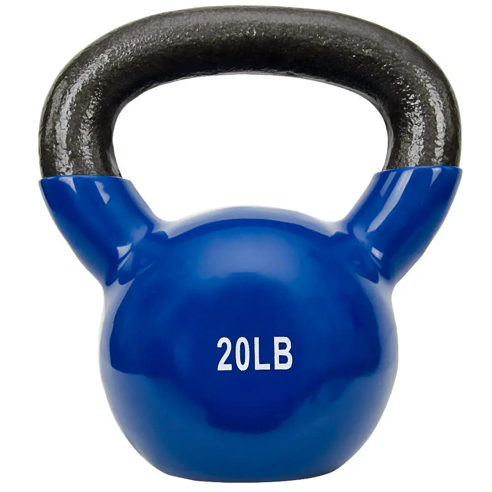 SUNNY Vinyl Coated Cast Iron Kettlebell 5 Lbs to 25 Lbs Smooth Wide Handle Flat Bottom Non Slip Grip Home Gym Fitness Workout Strength Training Weightlifting Full Body Exercise for Swings Squats Deadlifts Presses Lunges Core Training Conditioning
