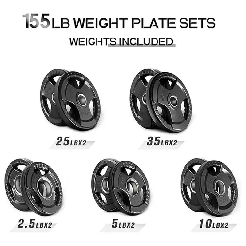 RITFIT Olympic Rubber Grip Barbell Weights - 2-Inch Weight Plates for Weightlifting, Strength Training - Home Exercise Equipment for Home, Gym Use (Single, Pair, Sets: 2.5/5/10/25/35/45 LB)