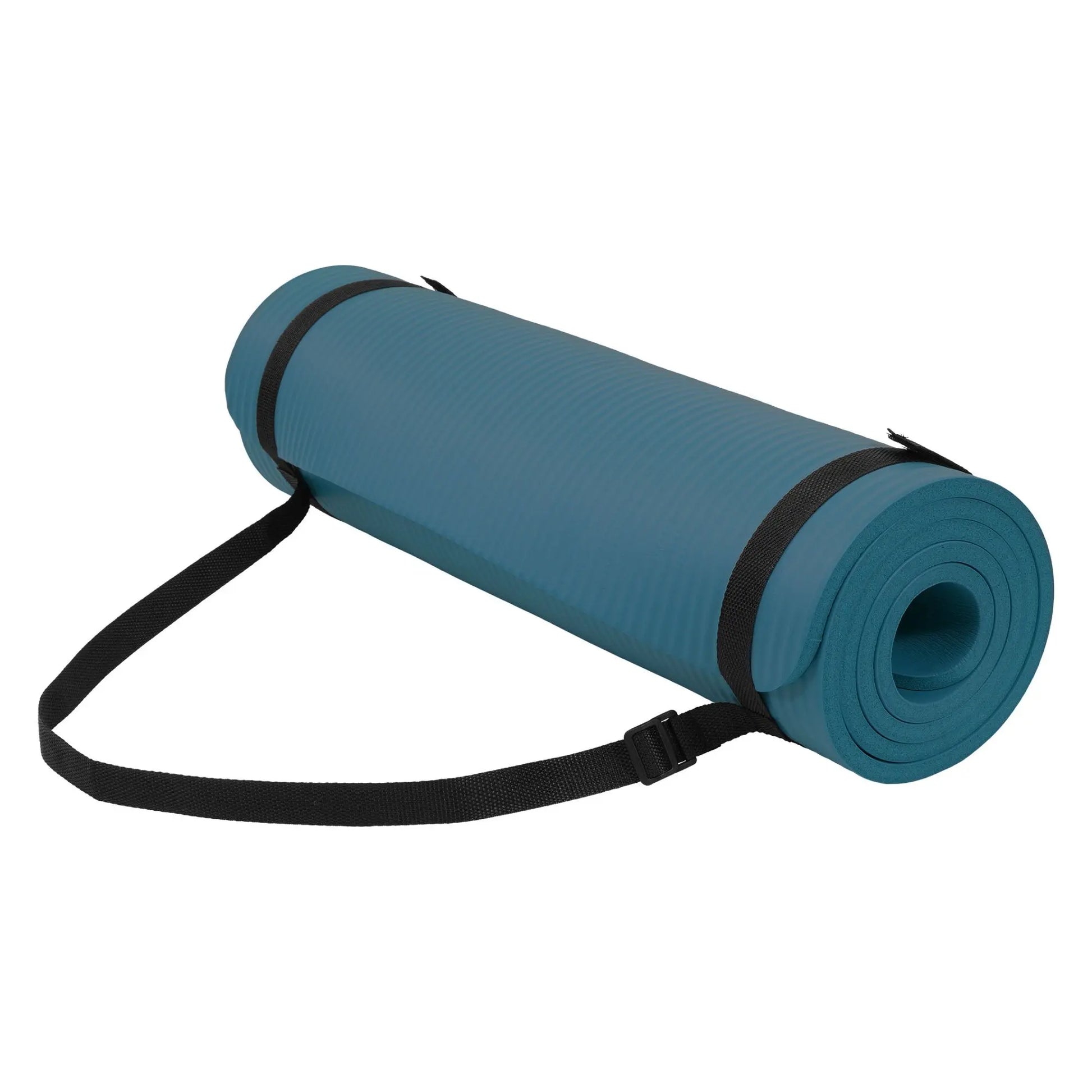 Fitvids 1/2-Inch Thick High Density Exercise Yoga Mat, Carrying Strap, Black