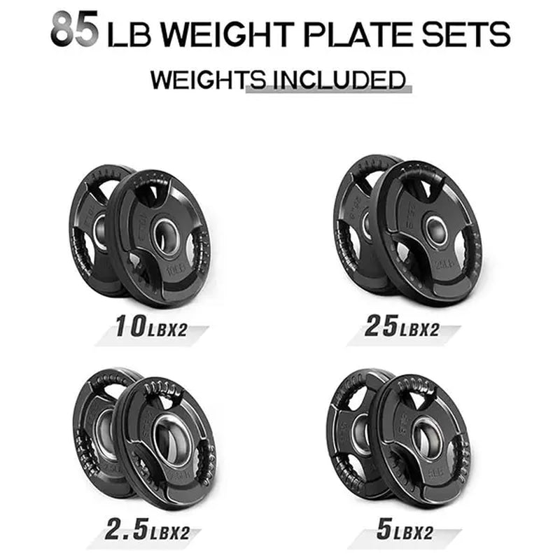 RITFIT Olympic Rubber Grip Barbell Weights - 2-Inch Weight Plates for Weightlifting, Strength Training - Home Exercise Equipment for Home, Gym Use (Single, Pair, Sets: 2.5/5/10/25/35/45 LB)