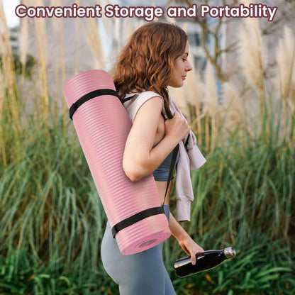 Fitvids 1/2" Thick High Density Exercise Yoga Mat, Carrying Strap, Pale Pink