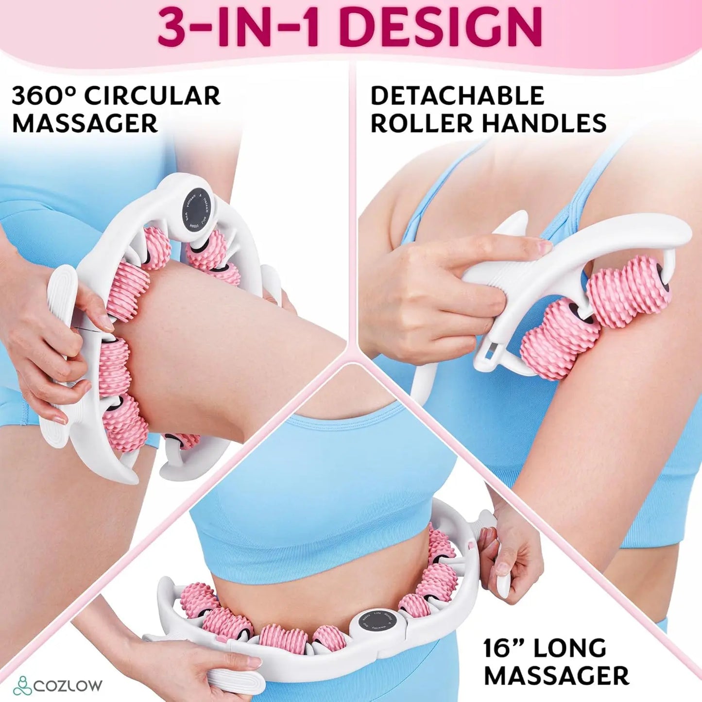 Nexpowx Manual Push-Pull Roller Body Massage Tool for Legs, Thighs, Waist & Back, Portable Rolling Accessory for Daily Stretching and Relaxation