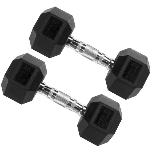 Signature Fitness Hex Dumbbells Strength Training Workout Equipment Set, 20 Lbs