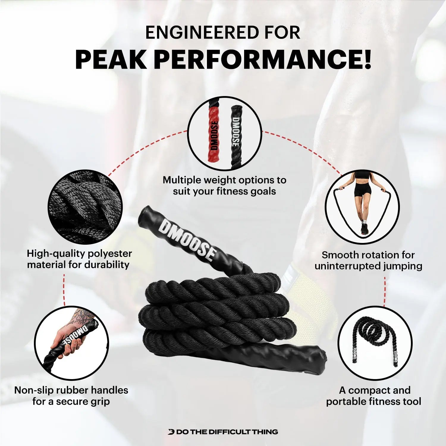 Dmoose Weighted Jump Rope for Fitness, Improve Strength Endurance for Home Gym Power Training and Building Muscle