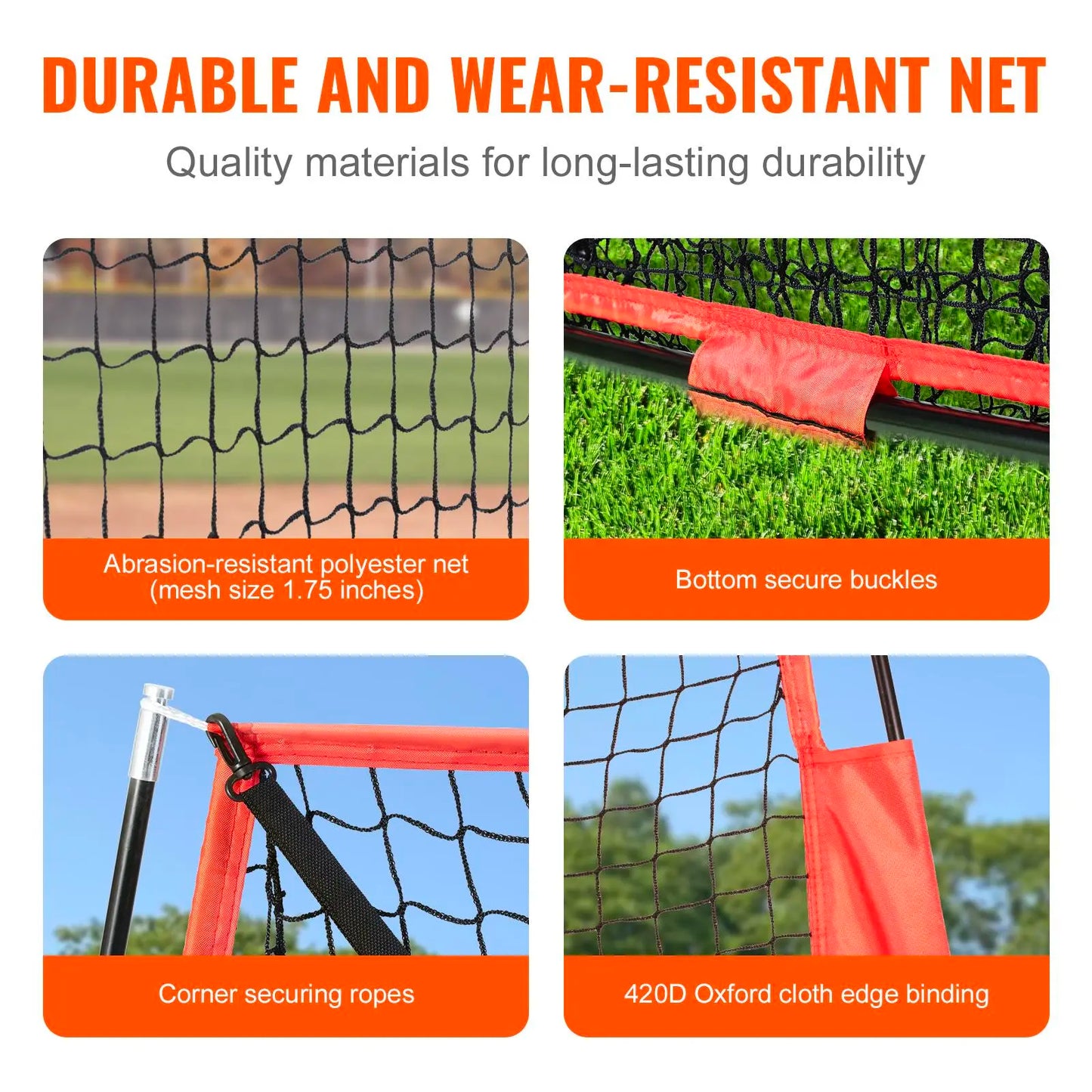 VEVOR 7X7 Ft Baseball Softball Practice Net, Portable Baseball Training Net for Hitting Batting Catching Pitching, Backstop Baseball Equipment Training Aids with Carry Bag and Strike Zone