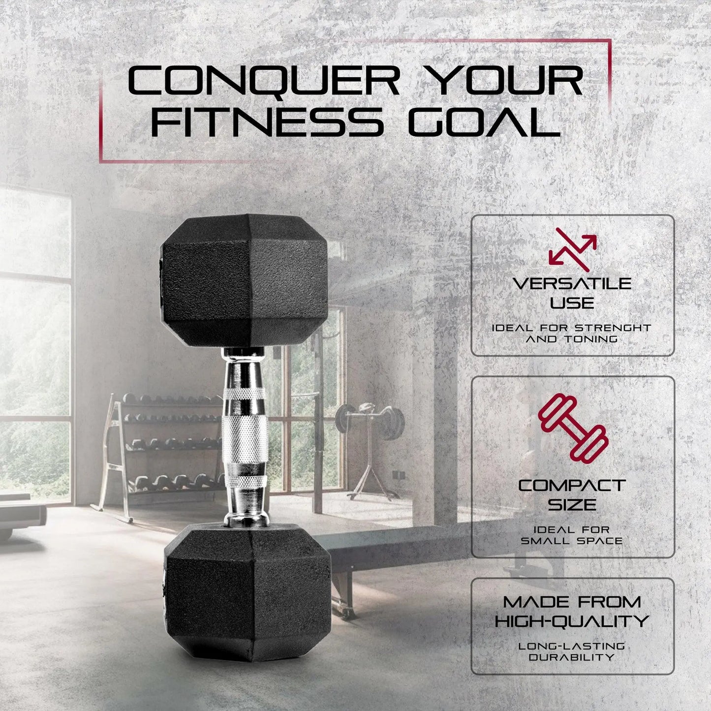 Signature Fitness Hex Dumbbells Strength Training Workout Equipment Set, 25 Lbs