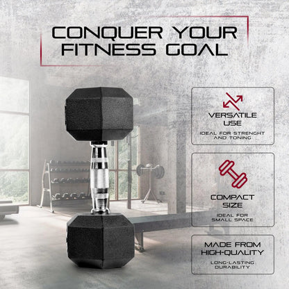 Signature Fitness Hex Dumbbells Strength Training Workout Equipment Set, 25 Lbs