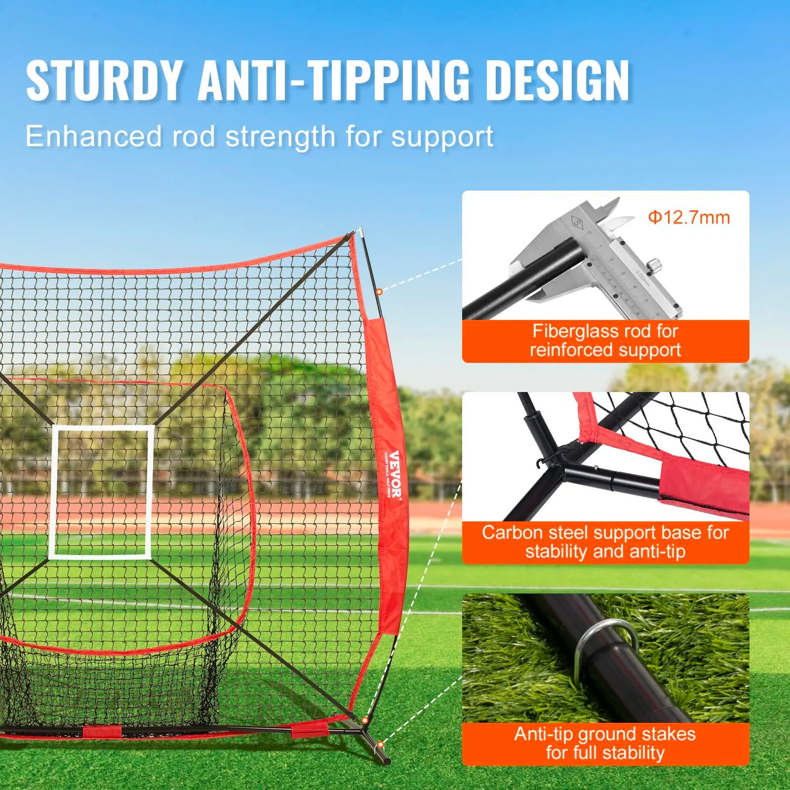 VEVOR Baseball Softball Practice Net, Summervibes, Various Specifications, Portable Baseball Training Net for Hitting Batting Catching Pitching, Backstop Baseball Equipment with Bow Frame, Carry Bag, Strike Zone, Ball, Batting Tee