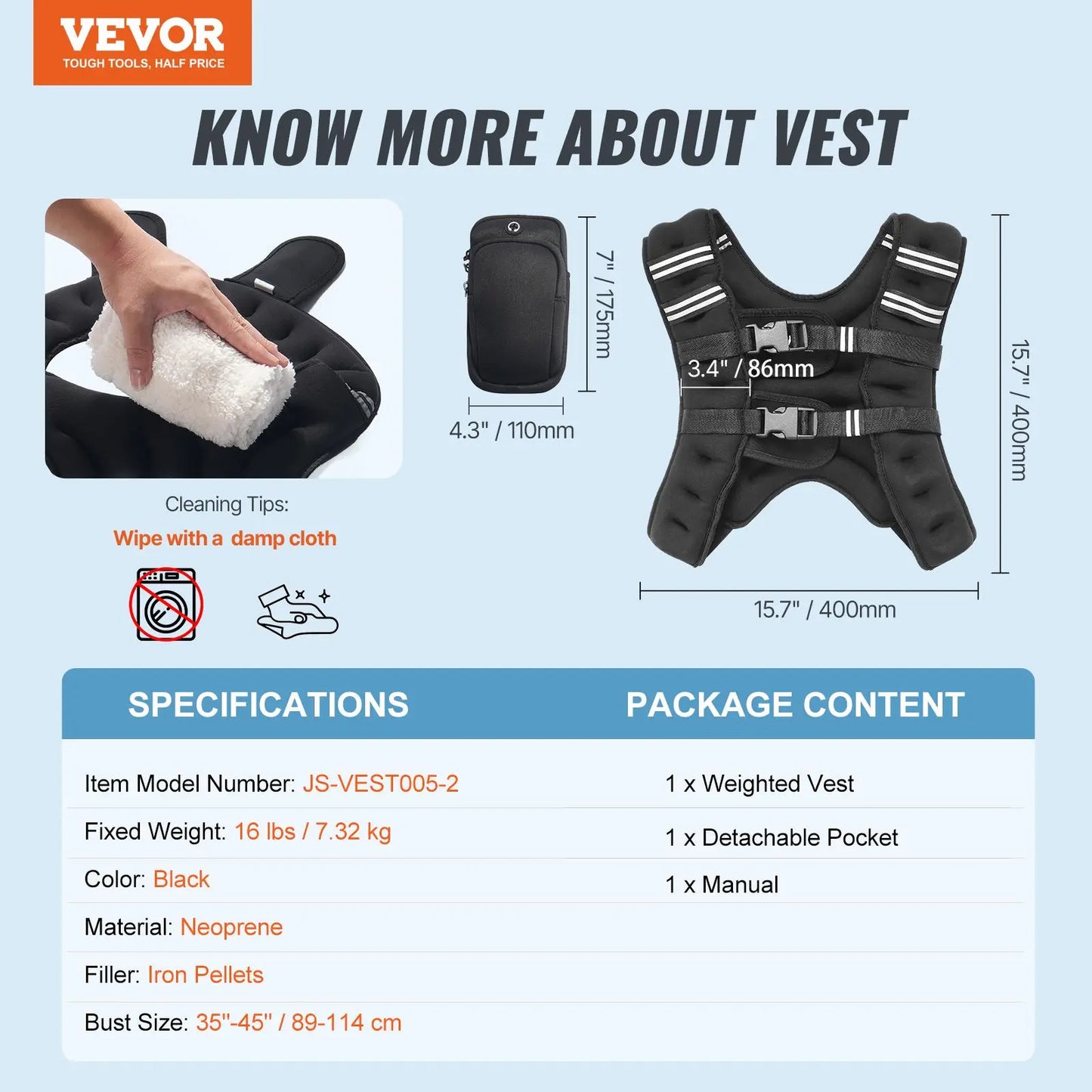 【Summervibes】Vevor Weighted Vest, 12 Lbs Weight Vest with Reflective Stripe, Adjustable Buckle Body Weight Vest for Men Women, Workout Equipment for Strength Training, Running, Jogging, Fitness, and Weight Loss