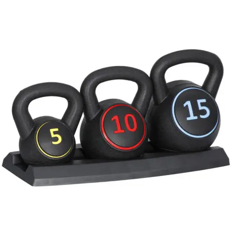 Answer E 3-Piece Kettlebell Set Fitness Strength Training Exercise with Base Home Gym, Home Gym Use, Strength Training Equipment,Summervibes
