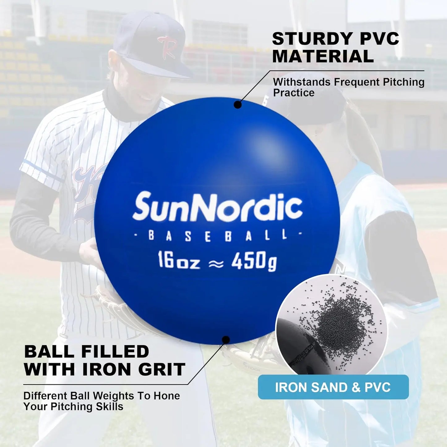 Beginner Level(15Lb) 6 Pack Weighted Baseball for Power & Pitching Training-For All Skill Levels Baseball