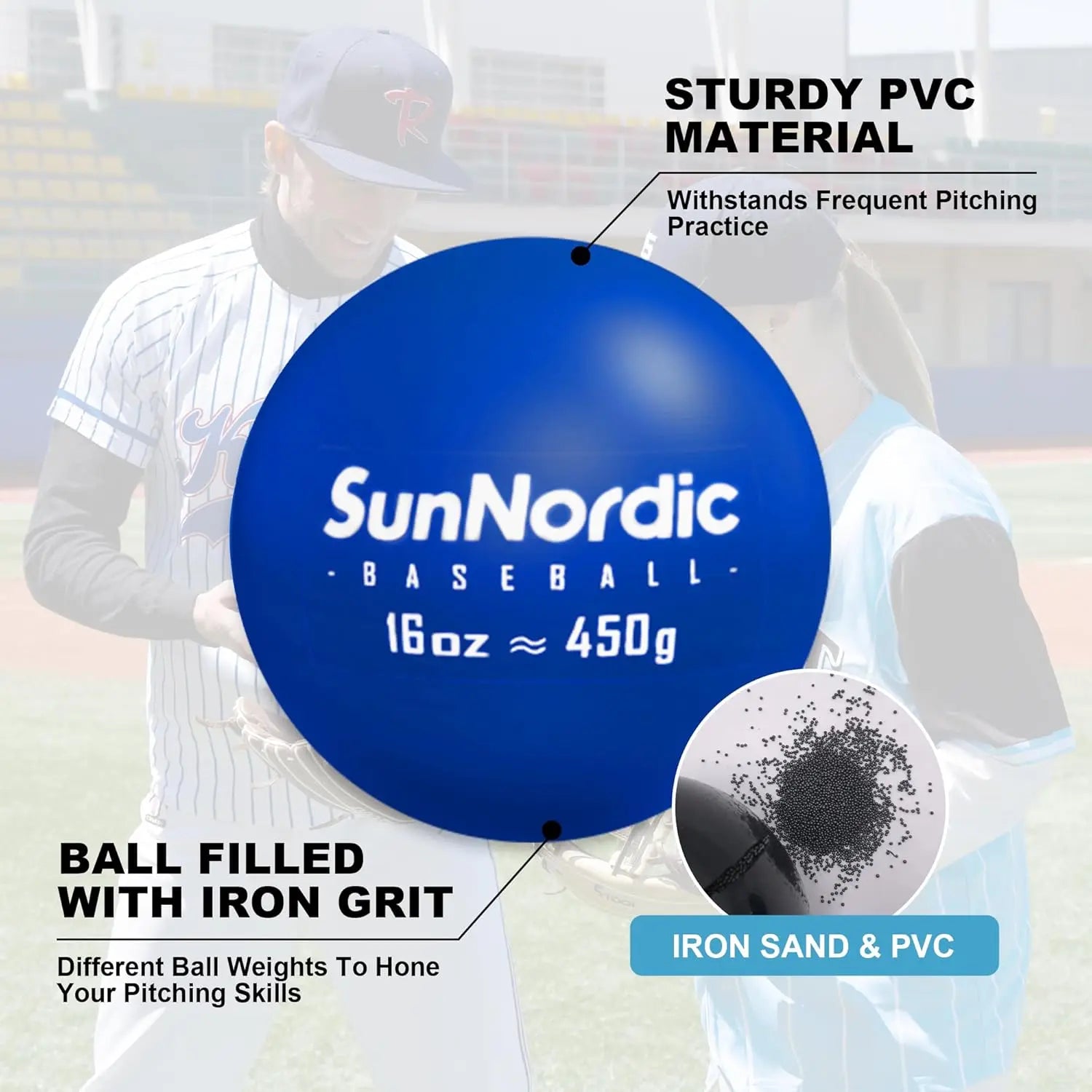 Beginner Level(15Lb) 6 Pack Weighted Baseball for Power & Pitching Training-For All Skill Levels Baseball