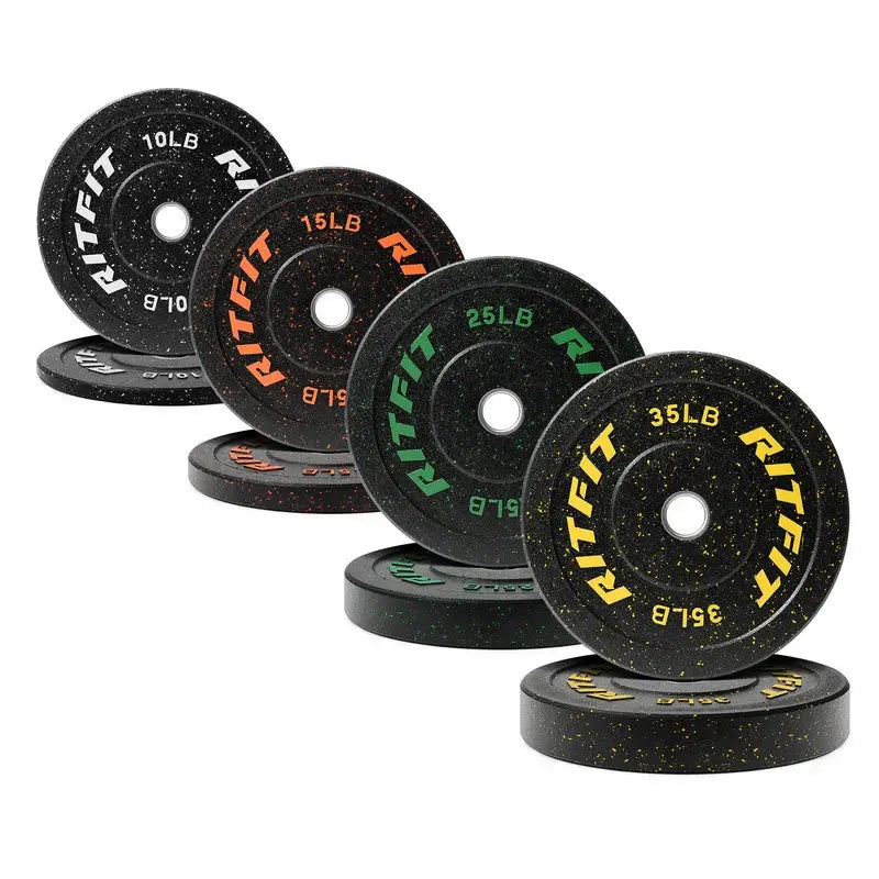 RITFIT Fleck Bumper Plates, 2-Inch Olympic Barbell Weights with Rubber Construction for Weight Training