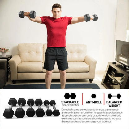 Holahatha Iron Hexagonal Cast Home Exercise Dumbbell Free Weight, 15 Pounds