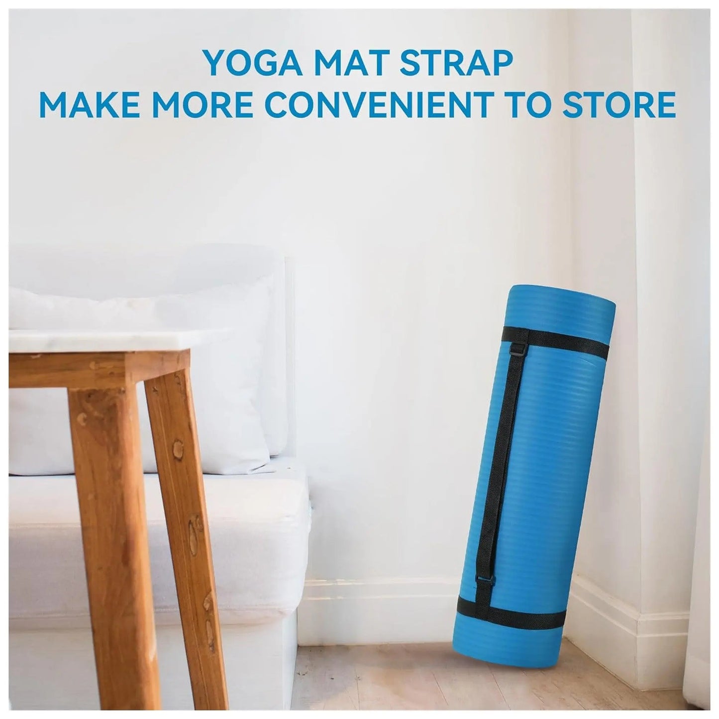 Fitvids High Density 1/2-In Exercise Yoga Mat with Carrying Strap, Blue