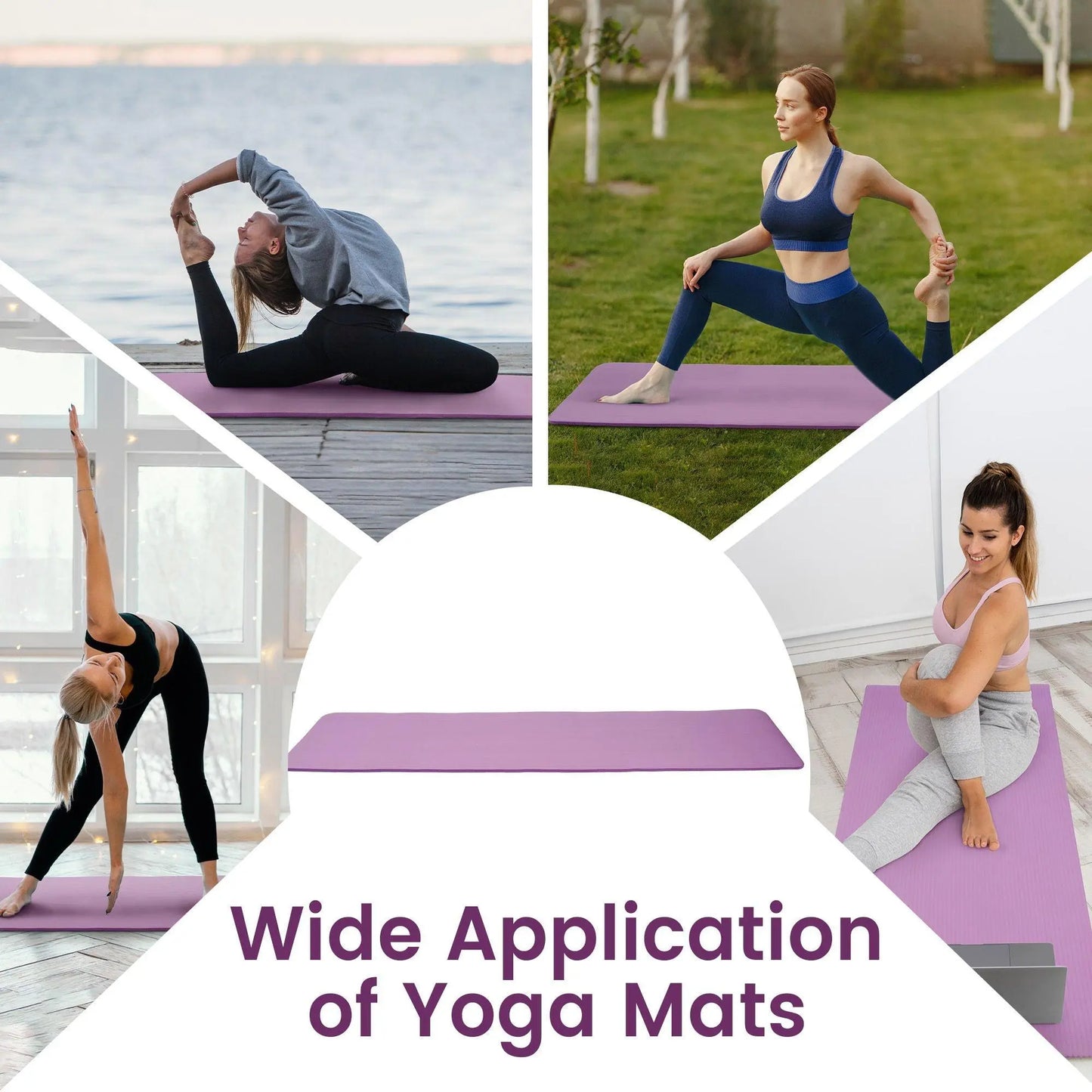 Fitvids 1/2" Thick High Density Exercise Yoga Mat, Carrying Strap, Taro Purple