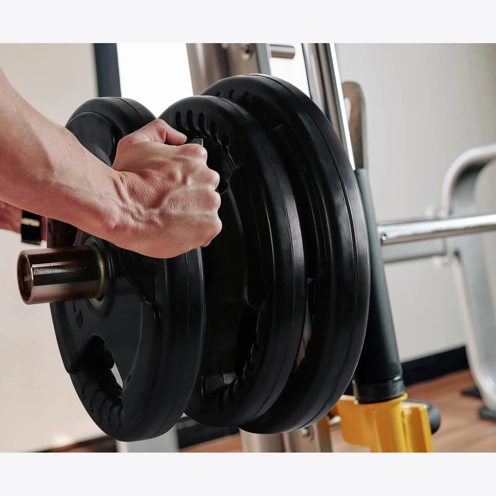RITFIT Olympic Rubber Grip Barbell Weights - 2-Inch Weight Plates for Weightlifting, Strength Training - Home Exercise Equipment for Home, Gym Use (Single, Pair, Sets: 2.5/5/10/25/35/45 LB)