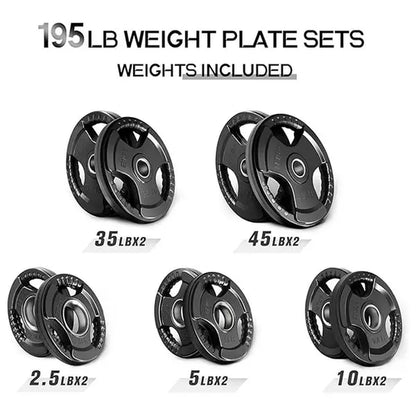 RITFIT Olympic Rubber Grip Barbell Weights - 2-Inch Weight Plates for Weightlifting, Strength Training - Home Exercise Equipment for Home, Gym Use (Single, Pair, Sets: 2.5/5/10/25/35/45 LB)