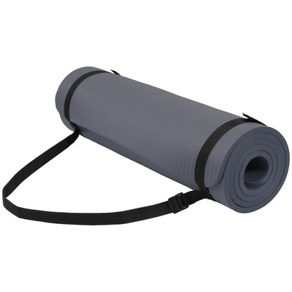 Fitvids 1/2" Thick High Density Exercise Yoga Mat, Carrying Strap, Pale Pink