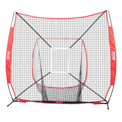 VEVOR Baseball Softball Practice Net, Summervibes, Various Specifications, Portable Baseball Training Net for Hitting Batting Catching Pitching, Backstop Baseball Equipment with Bow Frame, Carry Bag, Strike Zone, Ball, Batting Tee