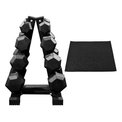Balancefrom Dumbbell Set with Stand, Rubber Encased Home Gym Hand Weights, 100Lb