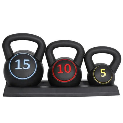 Answer E 3-Piece Kettlebell Set Fitness Strength Training Exercise with Base Home Gym, Home Gym Use, Strength Training Equipment,Summervibes