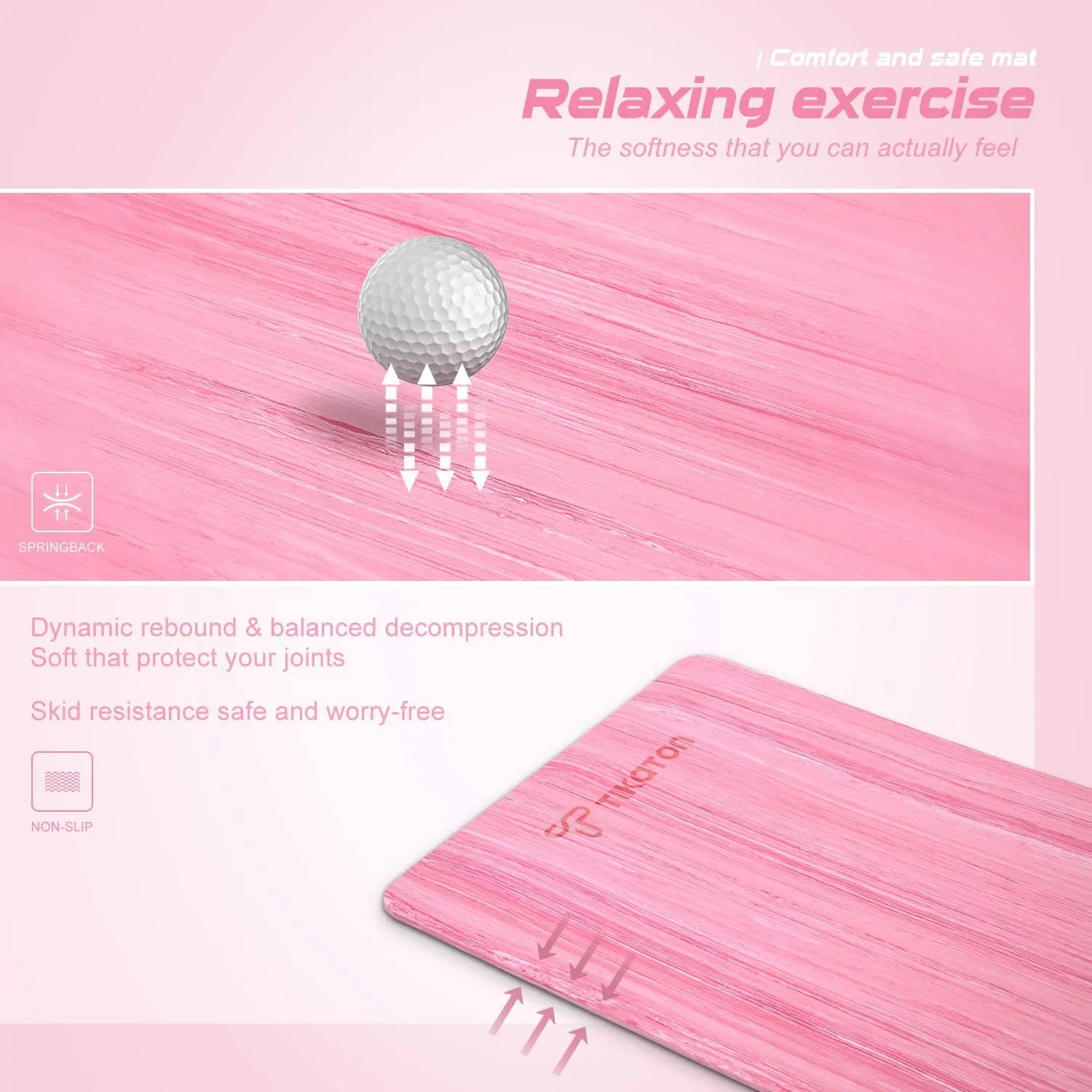 Tikaton 【Hot Yoga Mat Eco Friendly】High Density, Lasting Rebound POE Yoga Mat Exercise & Fitness Mat with Carrying Strap, 1/4 Inch, 72"L X 24"W Yoga