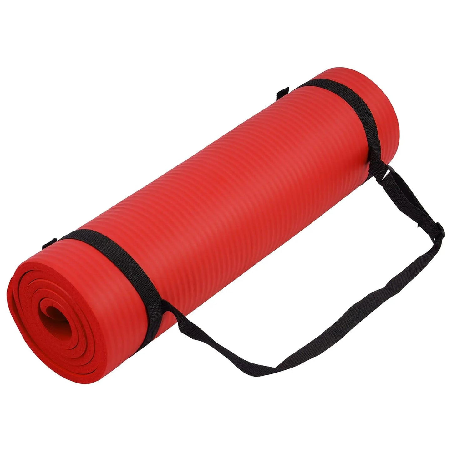 Fitvids 1/2-Inch Thick High Density Exercise Yoga Mat, Carrying Strap, Black
