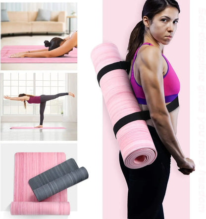 Tikaton 【Hot Yoga Mat Eco Friendly】High Density, Lasting Rebound POE Yoga Mat Exercise & Fitness Mat with Carrying Strap, 1/4 Inch, 72"L X 24"W Yoga