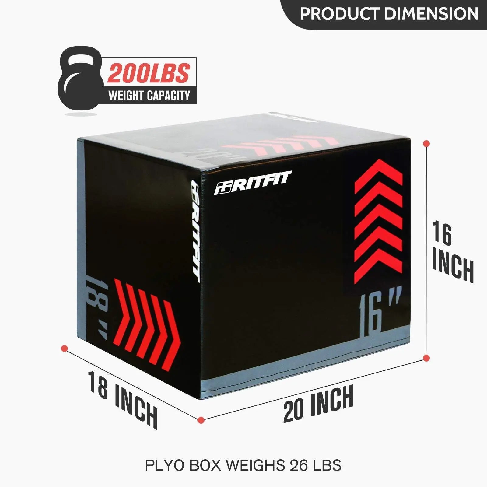 RITFIT 3-In-1 High-Density Heavy Foam Plyometric Jumping Box with Soft Padding, Multi-Size Gym Accessory for Box Jumps, Home Gym Equipment & Home Workout Gear