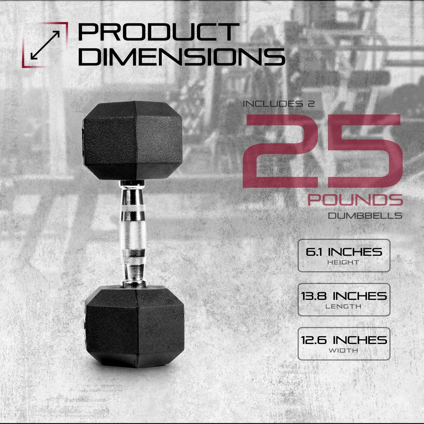 Signature Fitness Hex Dumbbells Strength Training Workout Equipment Set, 25 Lbs