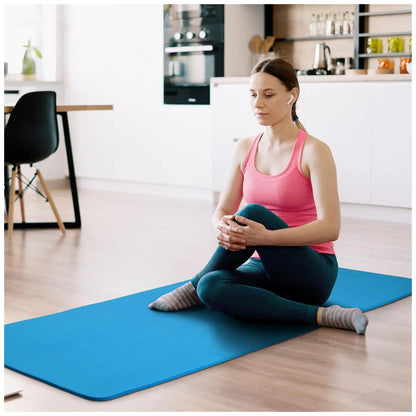 Fitvids High Density 1/2-In Exercise Yoga Mat with Carrying Strap, Blue