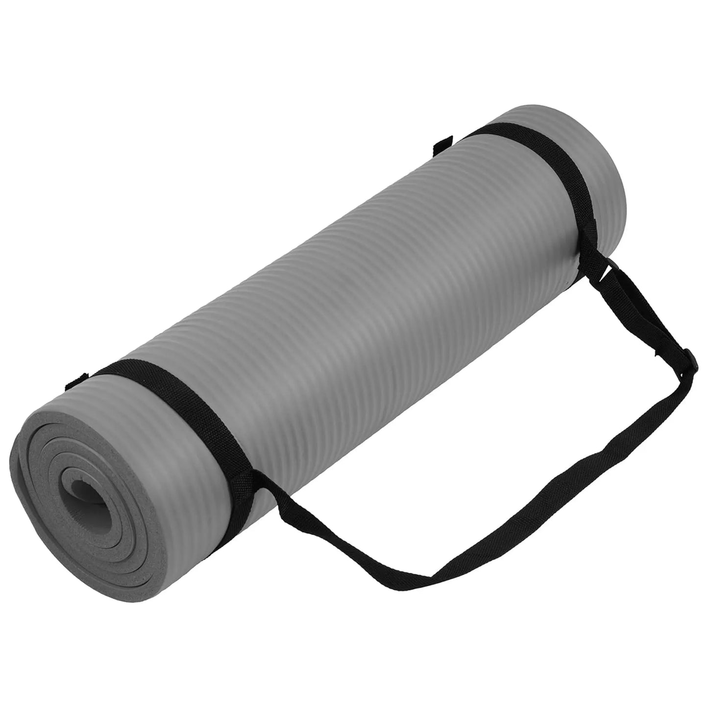 Fitvids 1/2-Inch Thick High Density Exercise Yoga Mat, Carrying Strap, Black