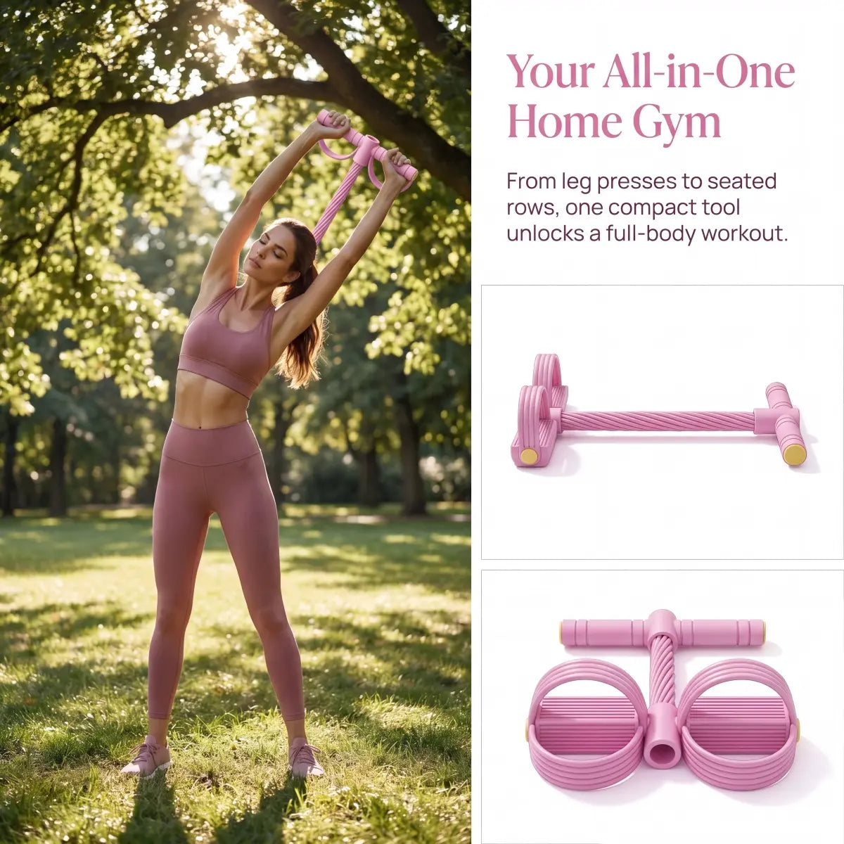 2026 New Manual Tension Training Pedal Resistance Band, 10-Tube Eco-Friendly Natural Latex Yoga Stretching Band, Multifunctional Elastic Band for Home Gym Arm, Waist & Abdomen Training, Fitness Exercise Equipment for Men and Women