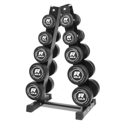 RITFIT Pvc-Coated round Head Dumbbells Set with A-Frame Rack, Home Fitness Equipment for Home Gym Weight Training