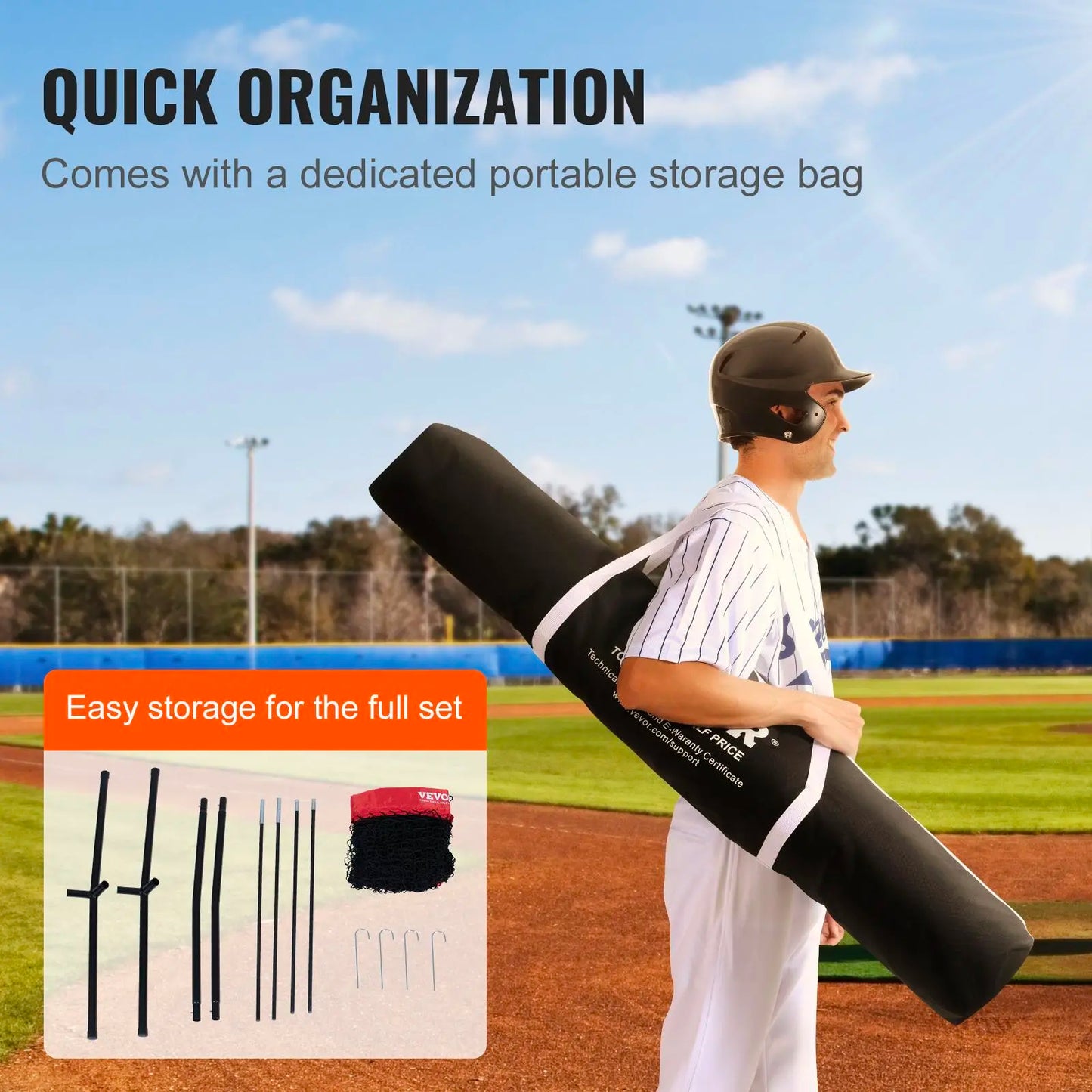 VEVOR 7X7 Ft Baseball Softball Practice Net, Portable Baseball Training Net for Hitting Batting Catching Pitching, Backstop Baseball Equipment Training Aids with Carry Bag and Strike Zone