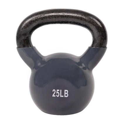 SUNNY Vinyl Coated Cast Iron Kettlebell 5 Lbs to 25 Lbs Smooth Wide Handle Flat Bottom Non Slip Grip Home Gym Fitness Workout Strength Training Weightlifting Full Body Exercise for Swings Squats Deadlifts Presses Lunges Core Training Conditioning