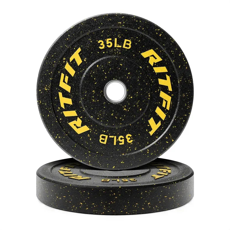 RITFIT Fleck Bumper Plates, 2-Inch Olympic Barbell Weights with Rubber Construction for Weight Training