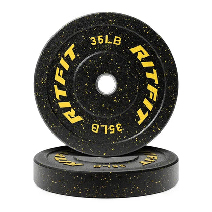 RITFIT Fleck Bumper Plates, 2-Inch Olympic Barbell Weights with Rubber Construction for Weight Training