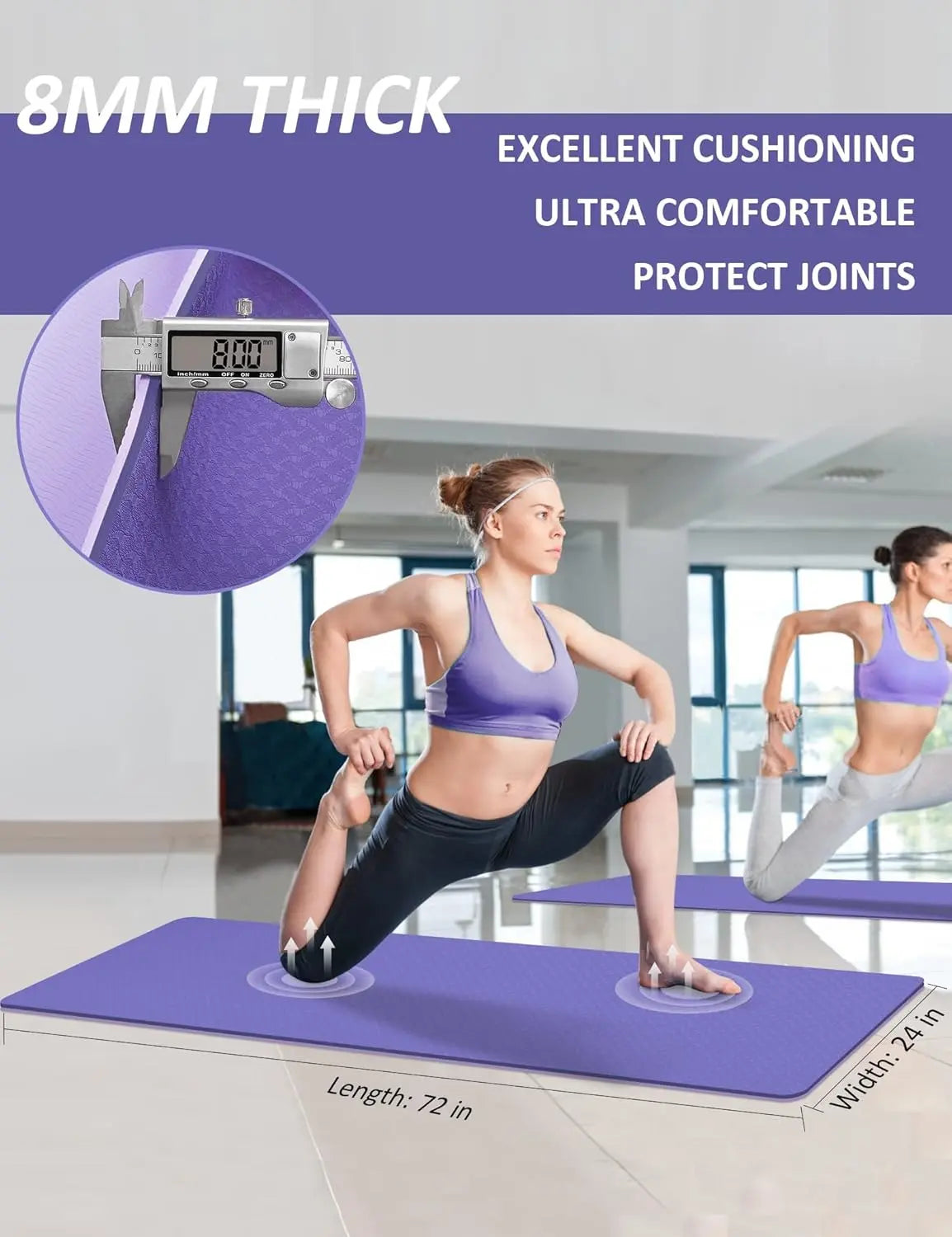 Yoga Mat Non-Slip for Women and Men,Exercise for Pilates, and Home Gym Workouts, Non-Toxic TPE Material Mat Yoga Non-Slip Fit Folding Exercise Gym Mat