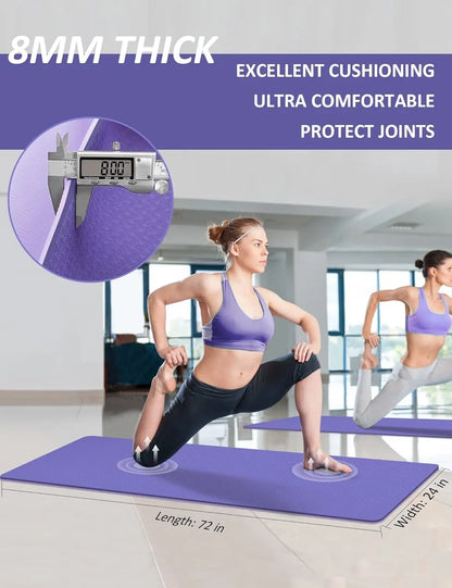 Yoga Mat Non-Slip for Women and Men,Exercise for Pilates, and Home Gym Workouts, Non-Toxic TPE Material Mat Yoga Non-Slip Fit Folding Exercise Gym Mat