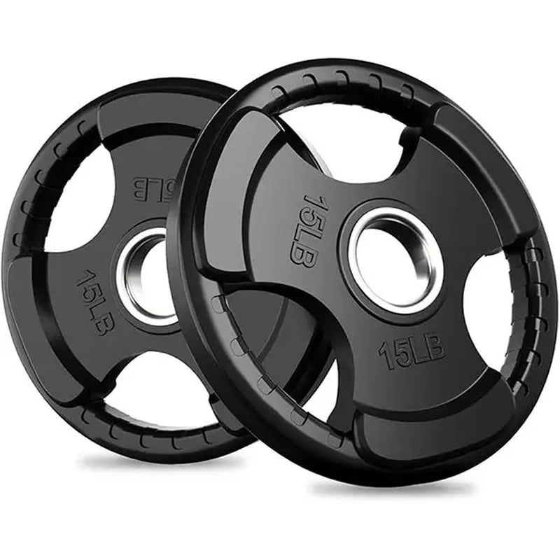 RITFIT Olympic Rubber Grip Barbell Weights - 2-Inch Weight Plates for Weightlifting, Strength Training - Home Exercise Equipment for Home, Gym Use (Single, Pair, Sets: 2.5/5/10/25/35/45 LB)