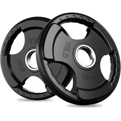 RITFIT Olympic Rubber Grip Barbell Weights - 2-Inch Weight Plates for Weightlifting, Strength Training - Home Exercise Equipment for Home, Gym Use (Single, Pair, Sets: 2.5/5/10/25/35/45 LB)