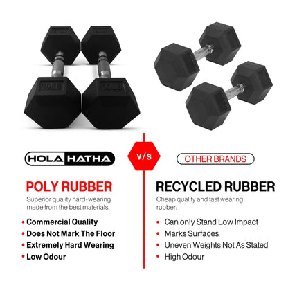 Holahatha Iron Hexagonal Cast Home Exercise Dumbbell Free Weight, 15 Pounds